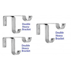 Ddrapes - 3  Strong  Double SS Bracket for 2 25MM Curtain Rod 